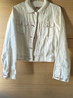 Mia white jacket medium size like new with red decorative stitches