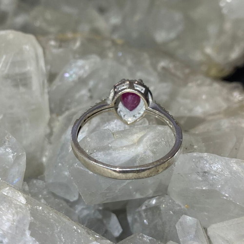Silver ring with natural ruby and moissanite, new