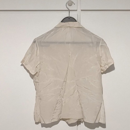 Silk short-sleeve shirt tailor-made like new, beige, size XS