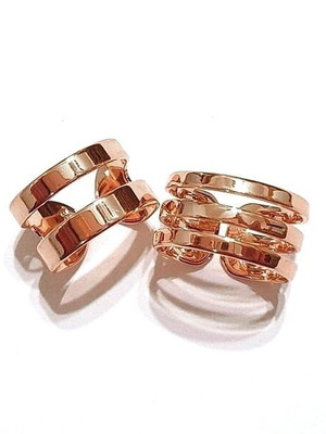 Set of 2 multi band wide rings silver 925 with rose gold plating and polished finish new