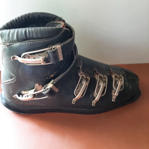 Vintage German leather ski boots used, 1960s