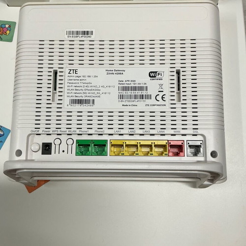 ZTE ZXHN H288A router used with dual-band Wi-Fi and VDSL2/ADSL2+