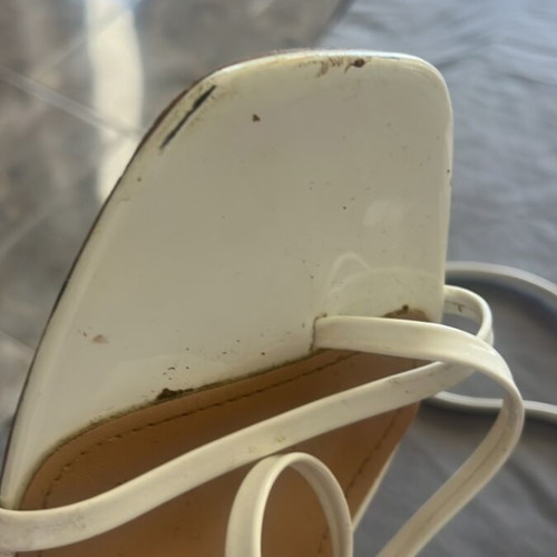 Simmi London white sandals with ankle straps and square toe, used