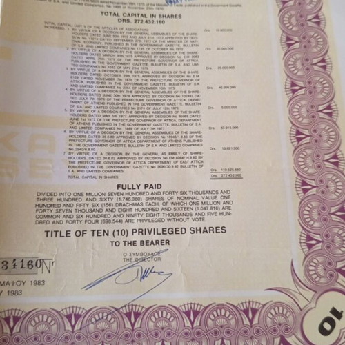 Lekkas Preferred Shares 1983 used, pack of ten