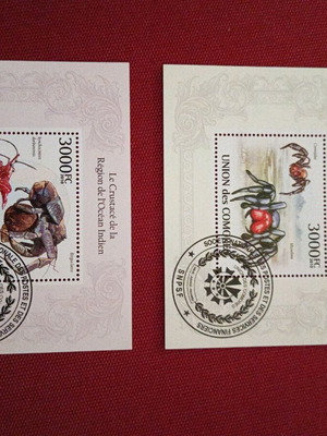 Comoros souvenir sheets stamps new, wildlife theme, set of 2