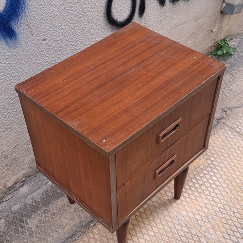 Nightstand used with wear on veneer and varnish