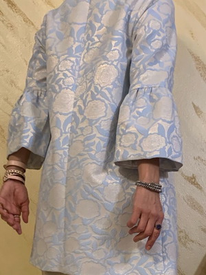 Blazer coat new with embossed sky blue and silver patterns