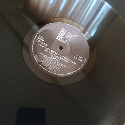 Sinitta Right Back Where We Started From vinyl record like new, 12"