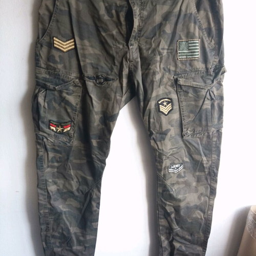 Camouflage pants size 48, length 104 cm, like new, with patches