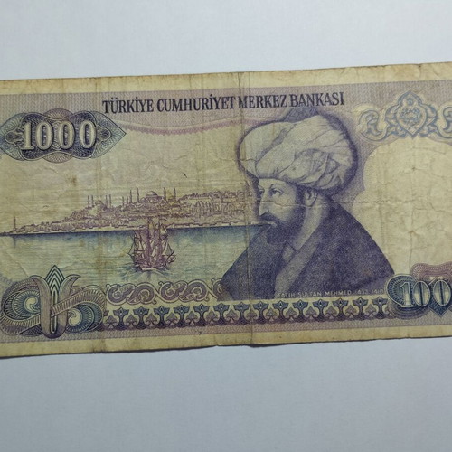 Turkey 1000 Lira 1970 banknote used