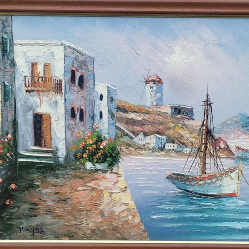 Kokeris oil painting used, 50x40 cm, island landscape