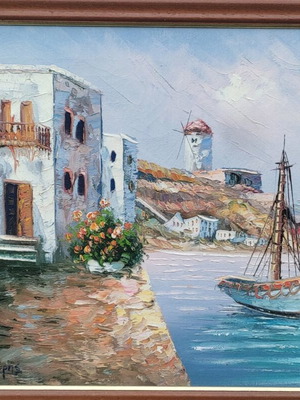 Kokeris oil painting used, 50x40 cm, island landscape