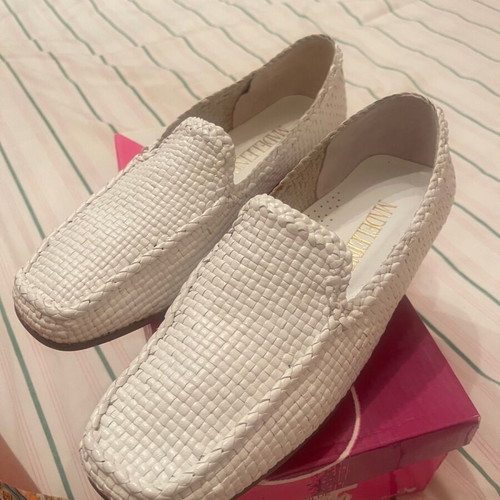 Leather moccasins with wooden heel like new, size 38