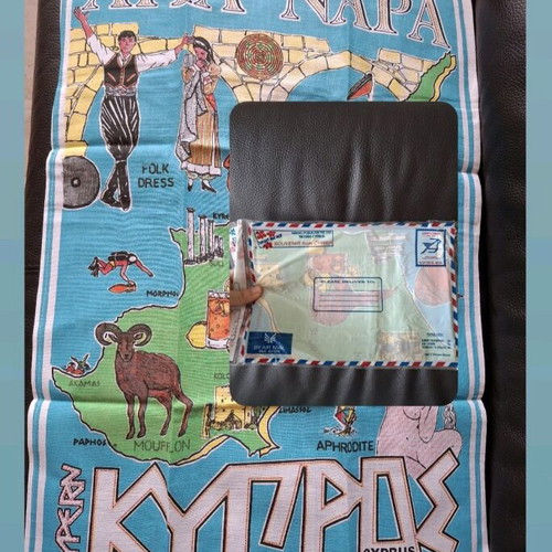 Cyprus souvenir tea towel new, vintage Ayia Napa design