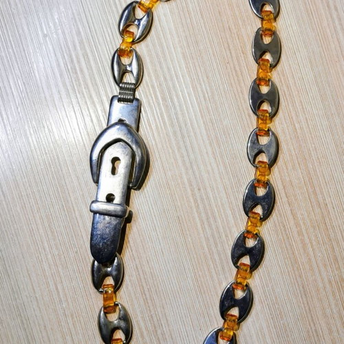 Coffee Bean Necklace unisex like new, metal and acrylic