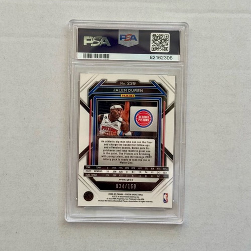 Κάρτα Panini Prizm Jalen Duren Rookie Premium Factory 034/150 PSA 9 καινούργιο