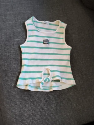 Sleeveless top Evita for girls 14 years like new, white and green