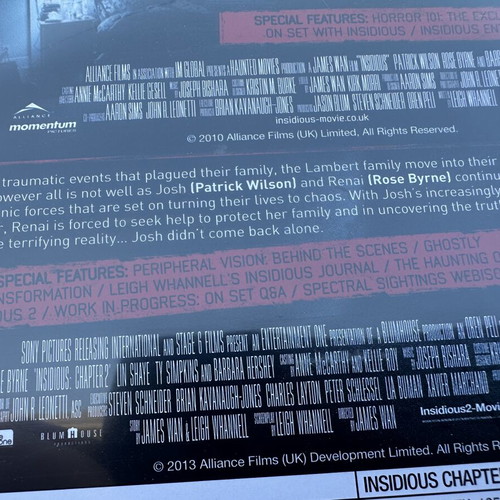 Insidious 1 & 2 Blu-ray set with English subtitles
