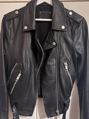 Leather biker jacket like new, black, size S