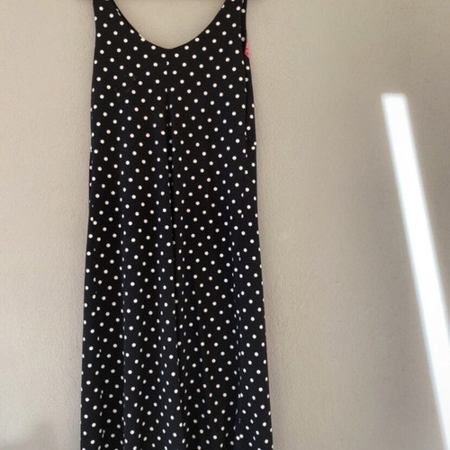 80’s Maxi Floral Handmade Dress like new, black polka dot with multicolor flowers