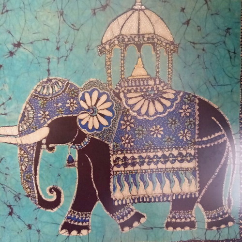 Authentic Batik Painting from Sri Lanka Elephant 45x45 cm like new
