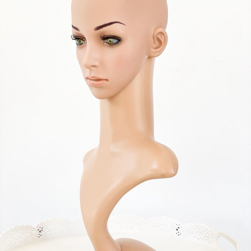 Female mannequin head with bust for display, wigs and jewelry