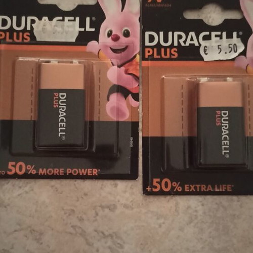 Duracell Plus 9V batteries pack of 2 new sealed