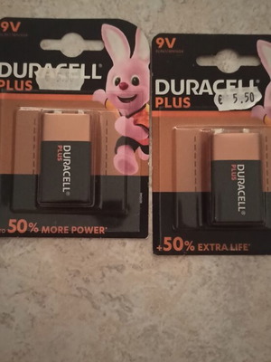 Μπαταρίες Duracell Plus 9V καινούργιες σφραγισμένες, πακέτο 2