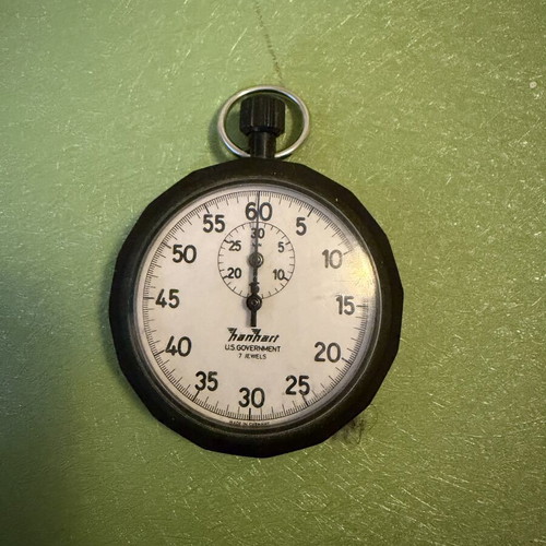Hanhart Mechanical Stopwatch used, U.S. Government, 7 Jewels, Made in Germany