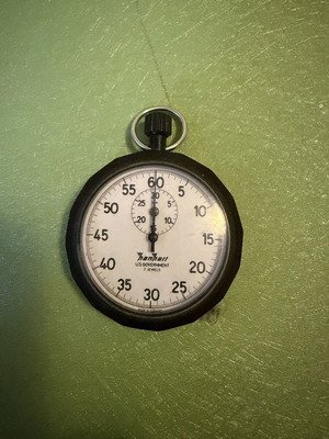 Hanhart Mechanical Stopwatch used, U.S. Government, 7 Jewels, Made in Germany