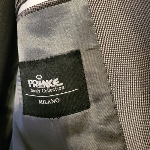 Prince men's suit new, grey silver, jacket size 52, trousers 46