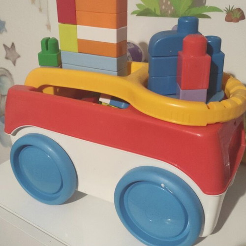 Fisher Price toy truck with blocks used, for 12 months