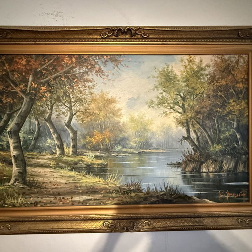 Handmade classic oil painting on canvas, like new, framed