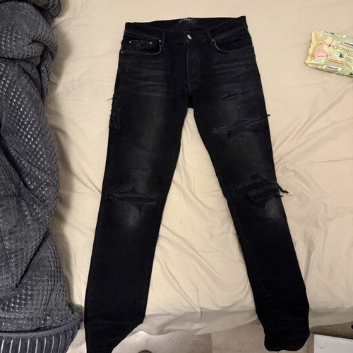 Amiri Black MA Varsity Repair Jeans Size 32 New