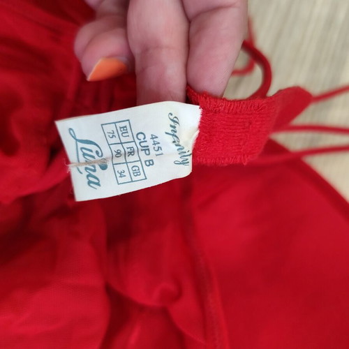 Luna Infinity red mesh bodysuit 75B with push-up