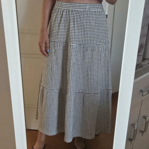 YAS black and white checkered skirt, L