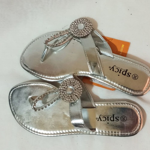 Flat silver sandals size 36 with rhinestone decoration new