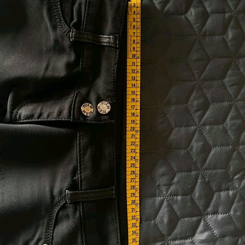 Black pants used with leatherette details, size S