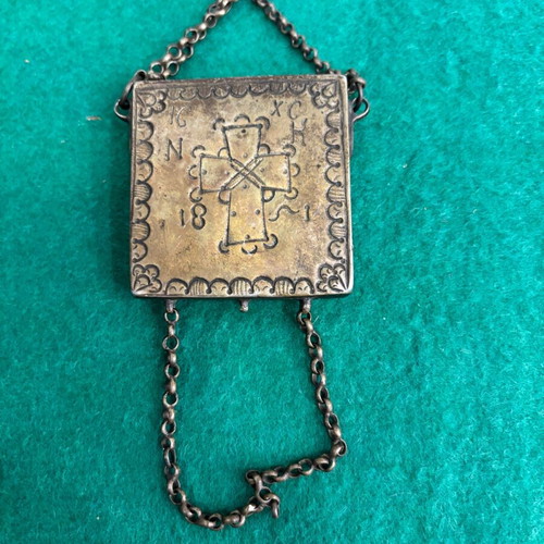 Saint George silver amulet used with chain and missing lid
