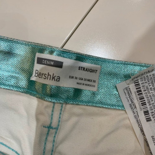 Bershka metallic blue turquoise pants like new, size 38