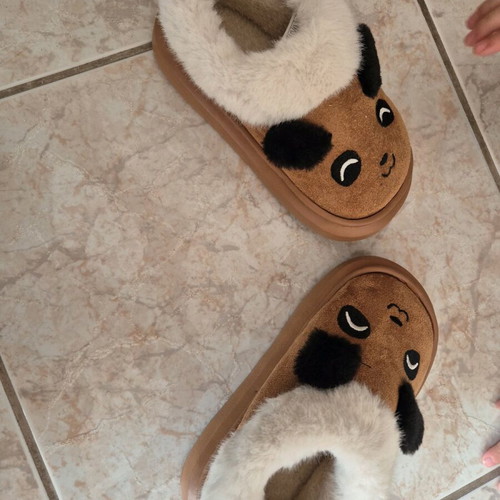 Slippers with fur teddy bear design new, size 31, beige brown