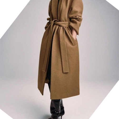 Zara camel long coat 48% wool new, size XS
