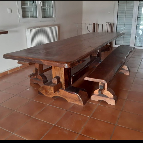 Monastic table 3.00m with benches like new