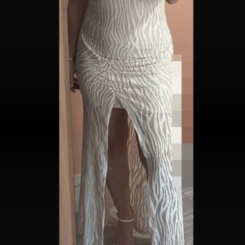 Maxi lace dress backless beige new