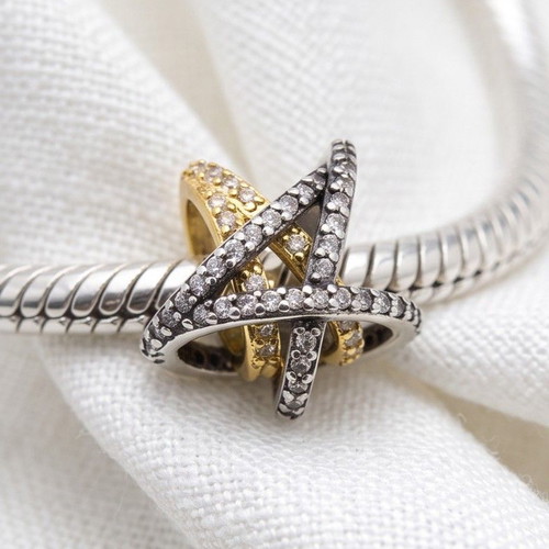 Pandora Sparkling Crossover Star Charm S925 ALE new, gold and silver