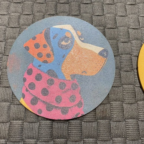 Wooden coasters set of 6 with dog designs new