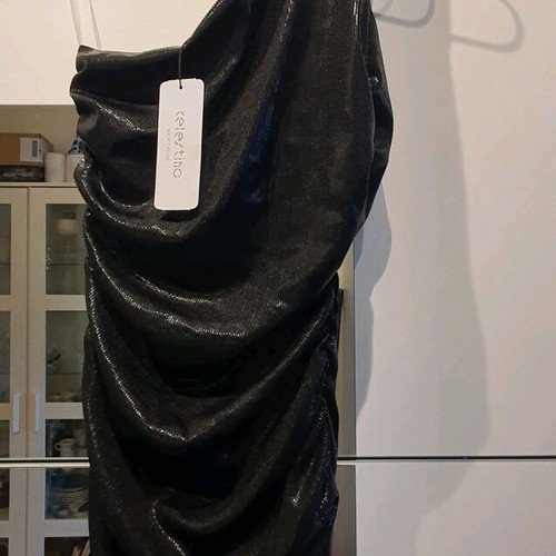 Black shiny evening dress new Celestino S-M