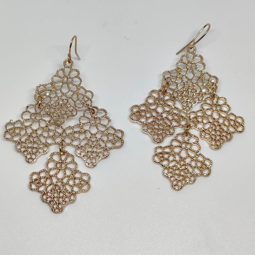 Gold Filigree Earrings like new, lightweight, hook clasp