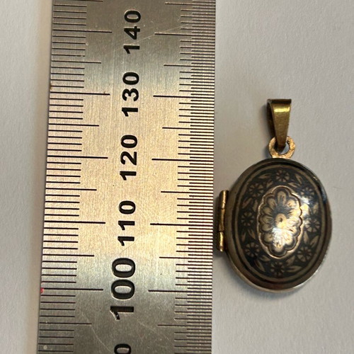 Vintage blackened silver locket pendant used
