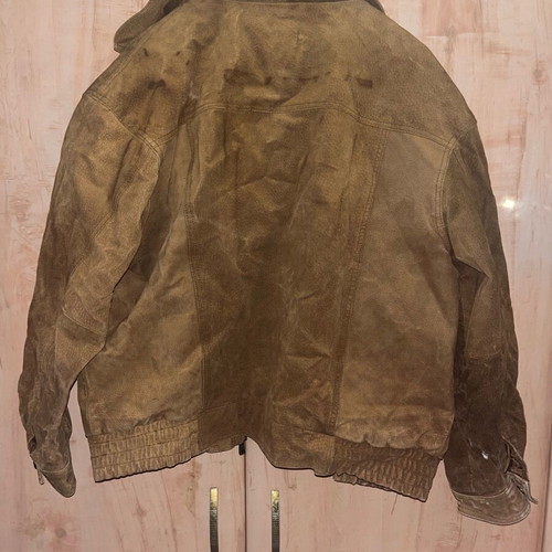 Alpha leather bomber jacket used, brown, size Large